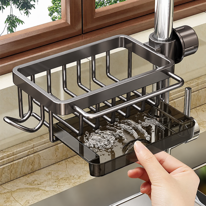 🧽 Faucet-Mounted Sink Organizer with Removable Drip Tray ✨