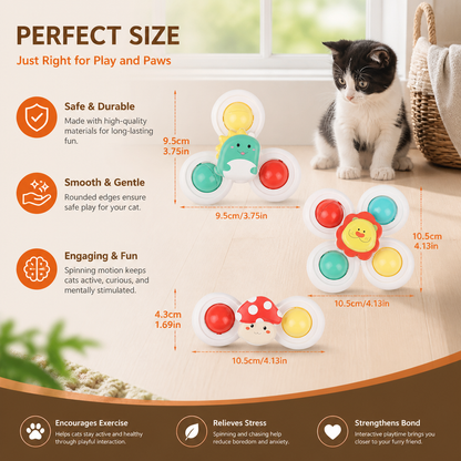 Interactive Cat Spinning Toys - Set of 3