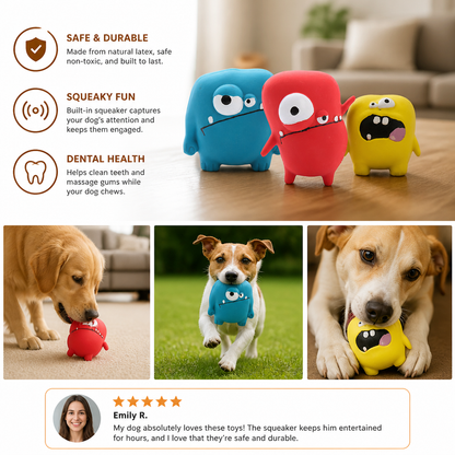 Durable Natural Monster Latex Dental Squeaky Dog Toy
