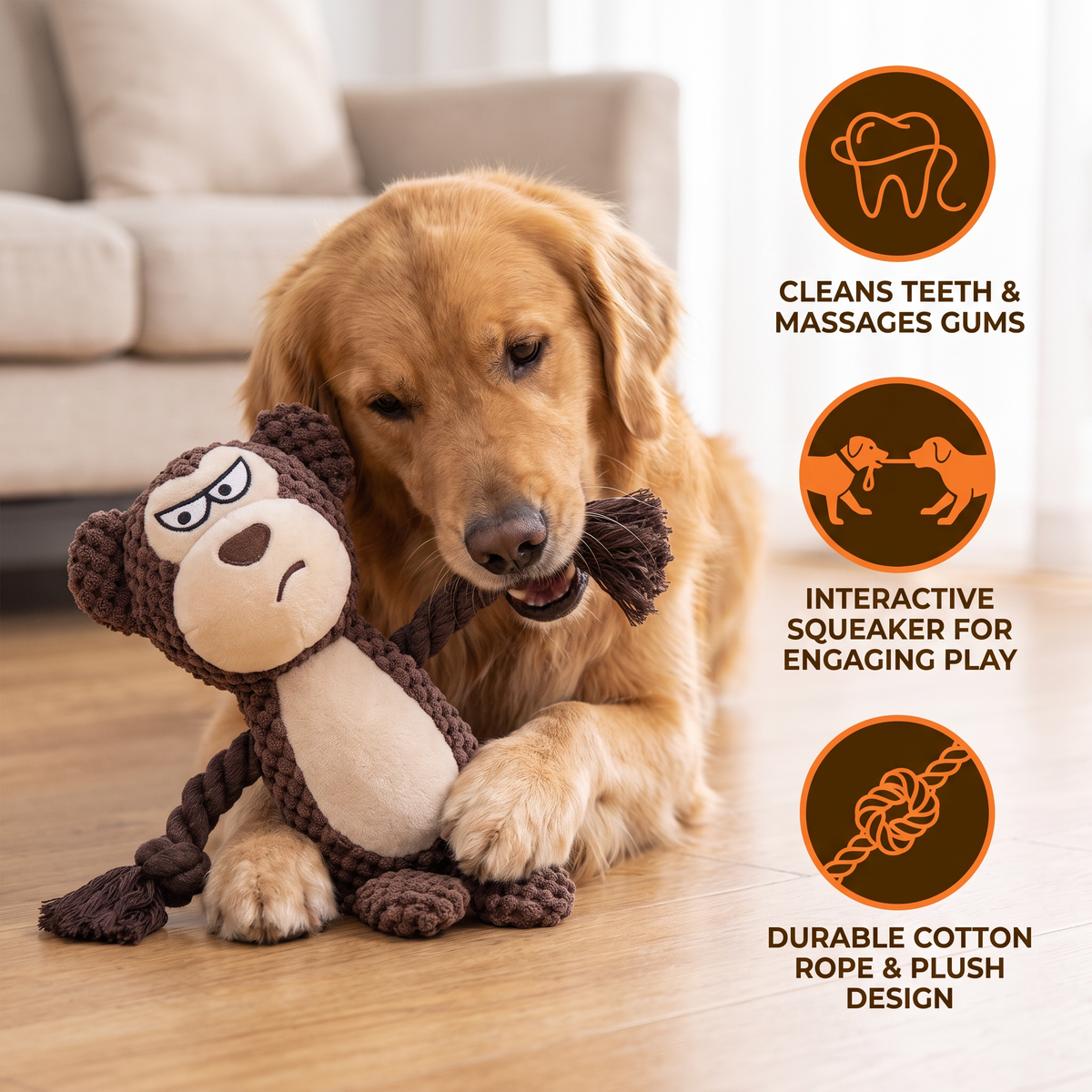 Cotton Rope Plush Dental Squeaky Dog Toy