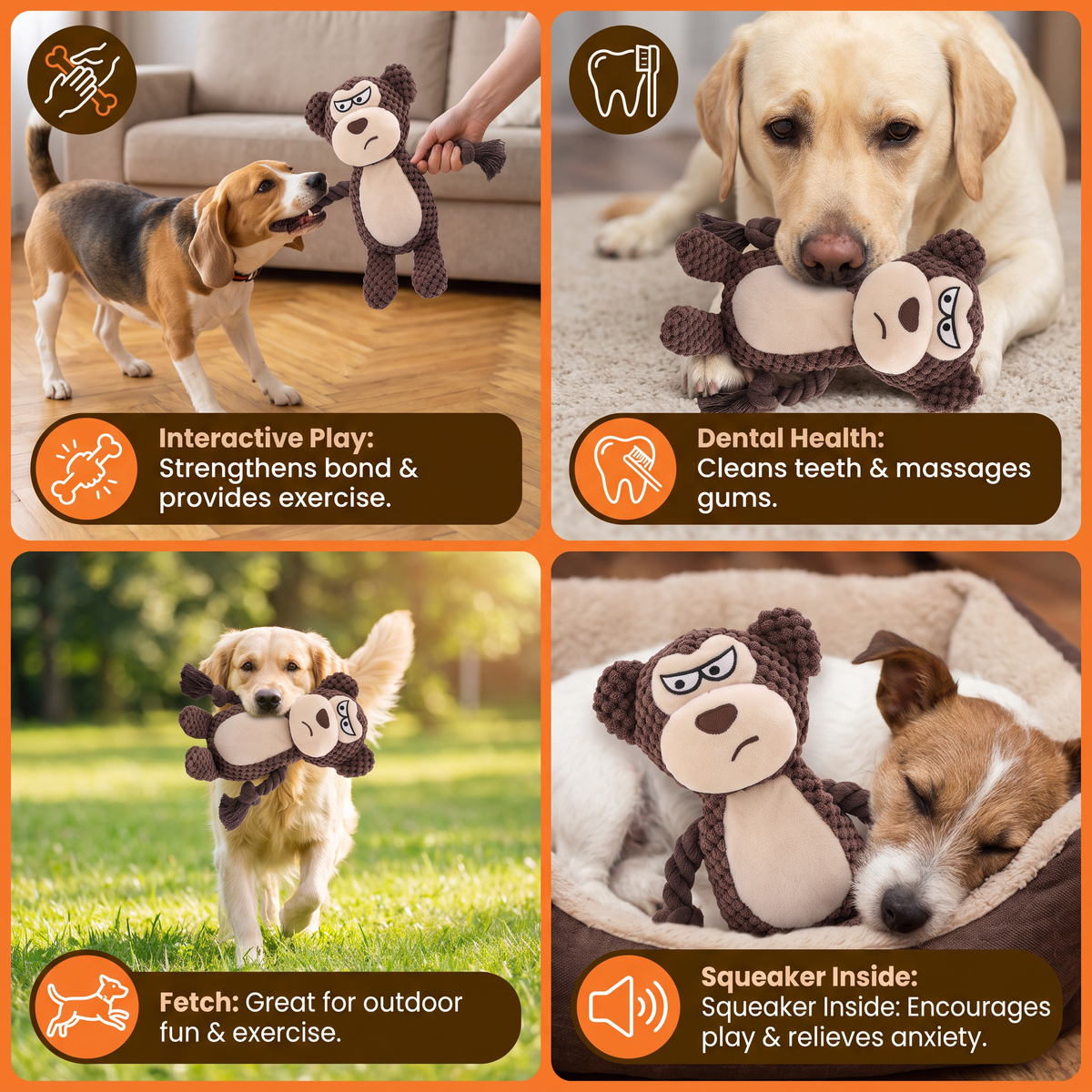 Cotton Rope Plush Dental Squeaky Dog Toy