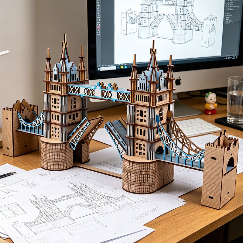 🏰 London Tower Bridge 3D Wooden Puzzle Kit | DIY Plymagic Assembly Model | 49% OFF | Gift for Architecture Lovers 🧩✨