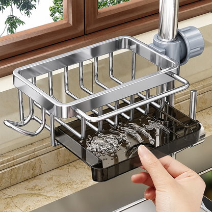 🧽 Faucet-Mounted Sink Organizer with Removable Drip Tray ✨