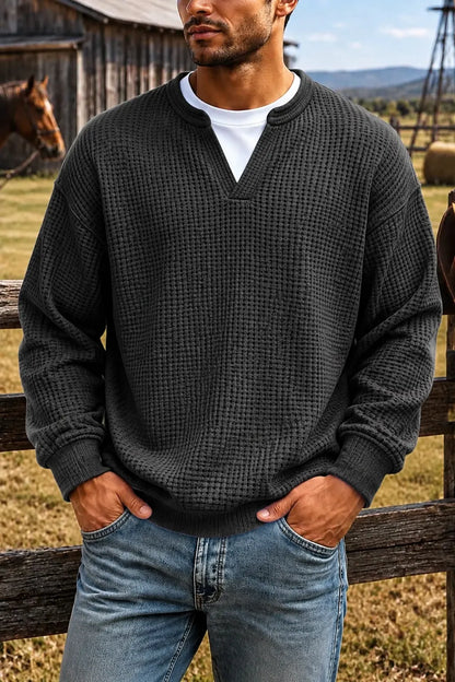 ❄️Men's Comfortable Layering Waffle-Knit T-Shirt/Sweatshirt