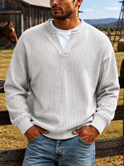 ❄️Men's Comfortable Layering Waffle-Knit T-Shirt/Sweatshirt