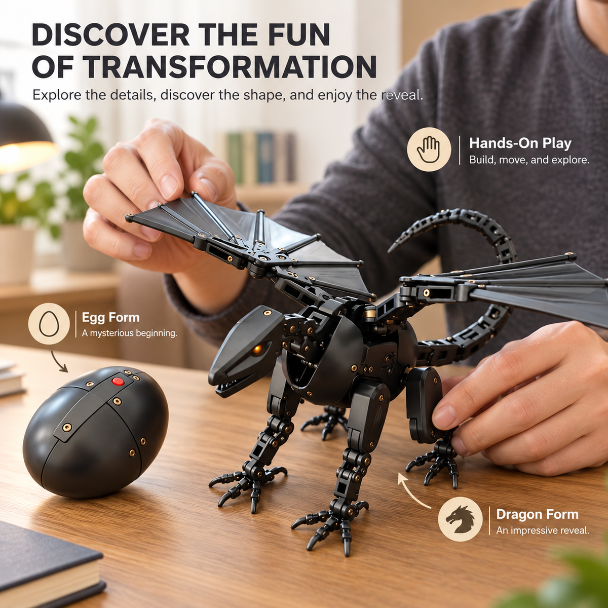 🐉 Mechanical Transforming Dragon Egg Toy - Sci-Fi Mech Dragon