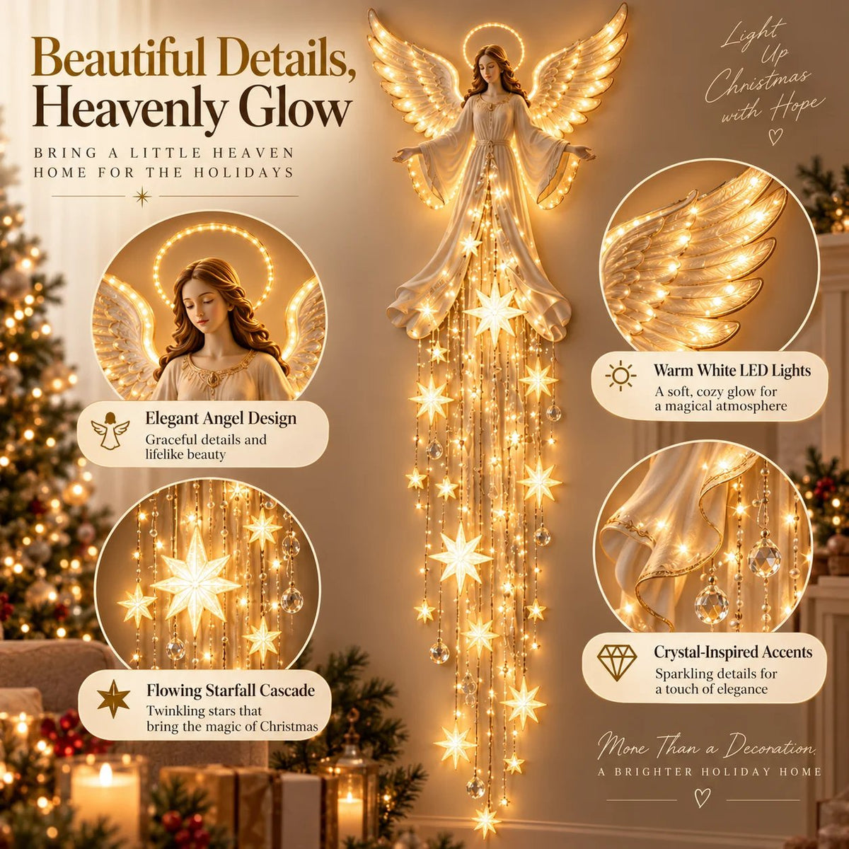 🔥 Last Day 50% OFF✨ Angel Blessing Starfall Wall Light – Bring Heaven Home for Christmas