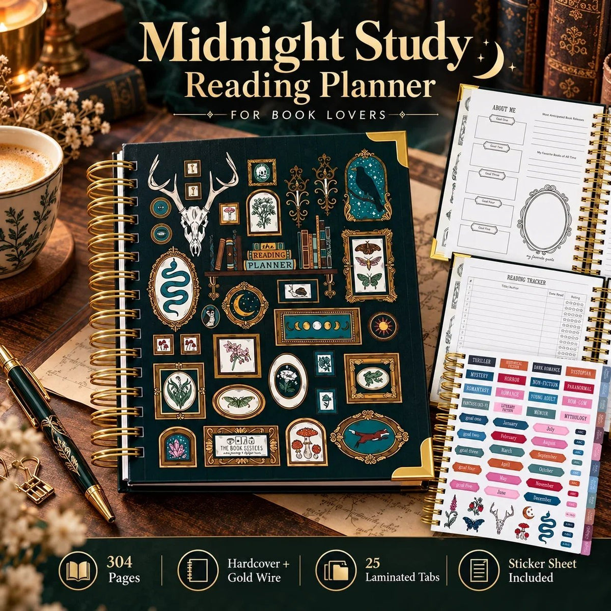 Midnight Study Hardcover Reading Planner for Book Lovers🌟Buy 3 Free Shipping