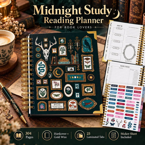 Midnight Study Hardcover Reading Planner for Book Lovers🌟Buy 3 Free Shipping