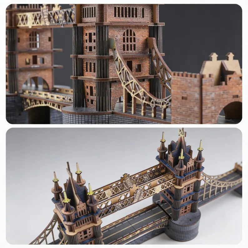 🏰 London Tower Bridge 3D Wooden Puzzle Kit | DIY Plymagic Assembly Model | 49% OFF | Gift for Architecture Lovers 🧩✨