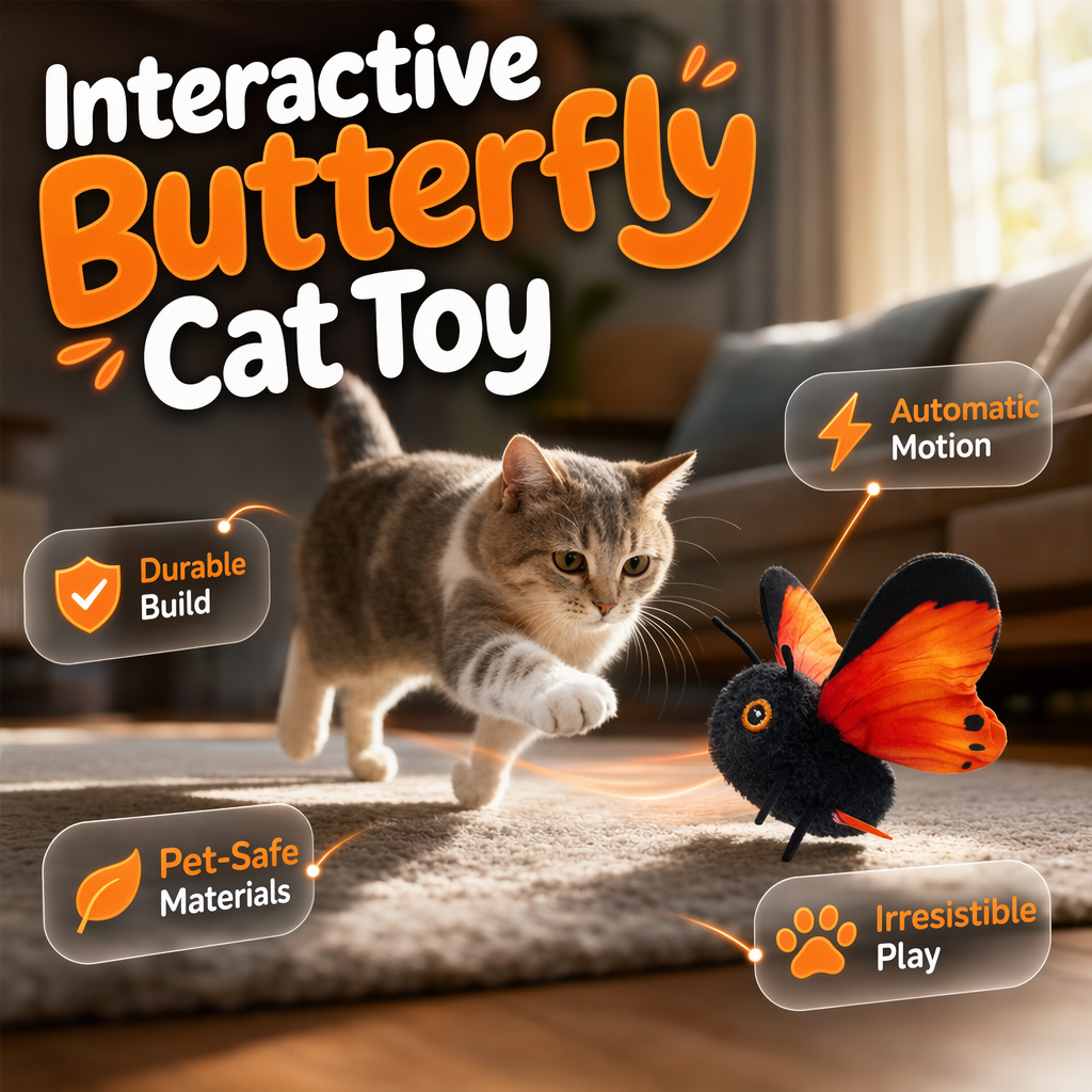 🦋 Interactive Fluttering Butterfly Electric Cat Teaser Toy 🐈