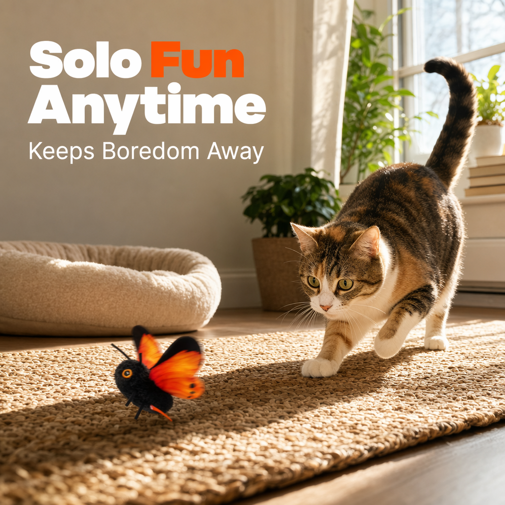 🦋 Interactive Fluttering Butterfly Electric Cat Teaser Toy 🐈