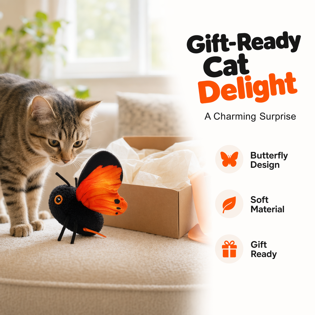 🦋 Interactive Fluttering Butterfly Electric Cat Teaser Toy 🐈