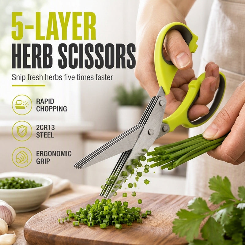 🌿 5-Layer Herb Scissors for Fast Kitchen Prep ✂️