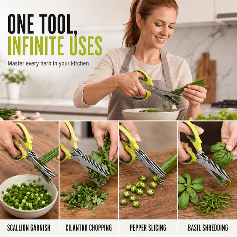 🌿 5-Layer Herb Scissors for Fast Kitchen Prep ✂️