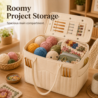 🧶 Yarn Storage Bag – Large Canvas Knitting & Crochet Organizer