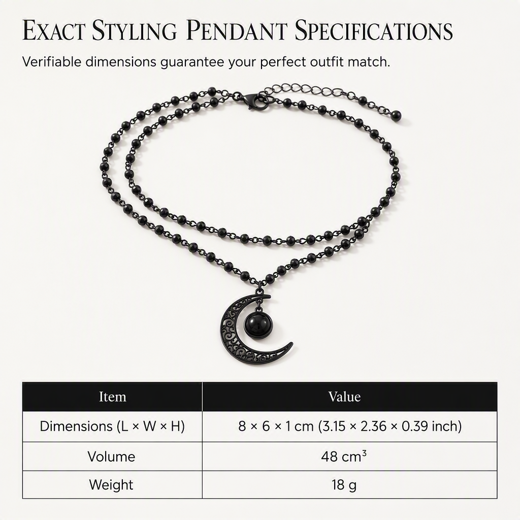 🖤 Gothic Crescent Moon Black Crystal Layered Necklace 🌙
