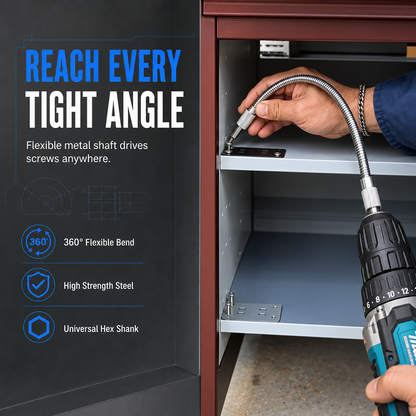 🛠️ Flexible Drill Bit Extension Shaft - 360 Degree Universal Screwdriver Adapter 🔩