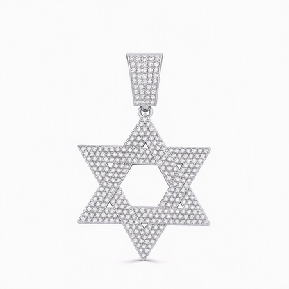 ✨ Iced Out Hexagram Star Pendant Necklace Set - Hip Hop Pavé Stones Chain 💎