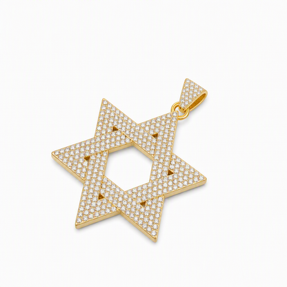 ✨ Iced Out Hexagram Star Pendant Necklace Set - Hip Hop Pavé Stones Chain 💎